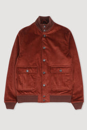 Padded Valstarino jacket in stretch cotton corduroy. Orange - Terra di siena