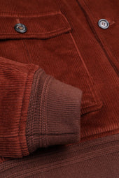 Padded Valstarino jacket in stretch cotton corduroy. Orange - Terra di siena