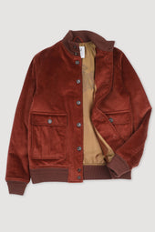 Padded Valstarino jacket in stretch cotton corduroy. Orange - Terra di siena