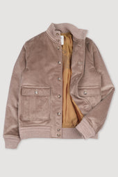 Padded Valstarino jacket in stretch cotton corduroy. Brown - Farro
