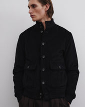 Padded Valstarino jacket in cotton corduroy. - Black