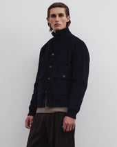 Padded Valstarino jacket in cotton corduroy. Blue - Navy
