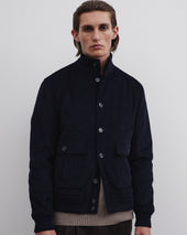 Padded Valstarino jacket in cotton corduroy. Blue - Navy