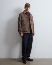 Woody padded work jacket in virgin wool broken twill pattern. Brown - Tabacco/Nocciola