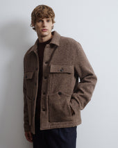 Woody padded work jacket in virgin wool broken twill pattern. Brown - Tabacco/Nocciola