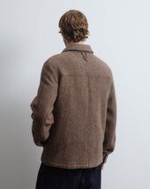 Woody padded work jacket in virgin wool broken twill pattern. Brown - Tabacco/Nocciola