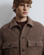 Woody padded work jacket in virgin wool broken twill pattern. Brown - Tabacco/Nocciola