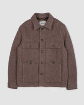 Woody padded work jacket in virgin wool broken twill pattern. Brown - Tabacco/Nocciola