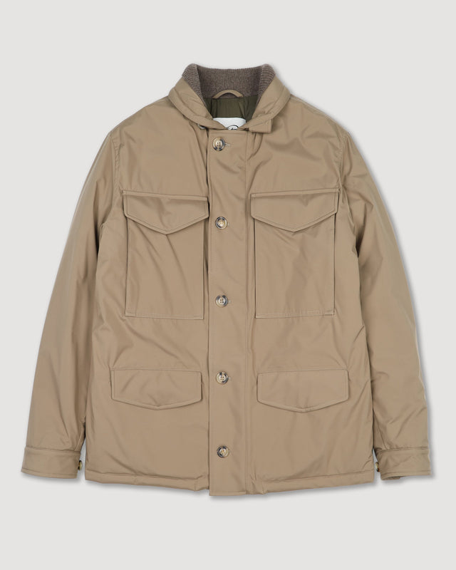 Loyal padded field jacket in waterproof technical microfiber. Beige - Avana