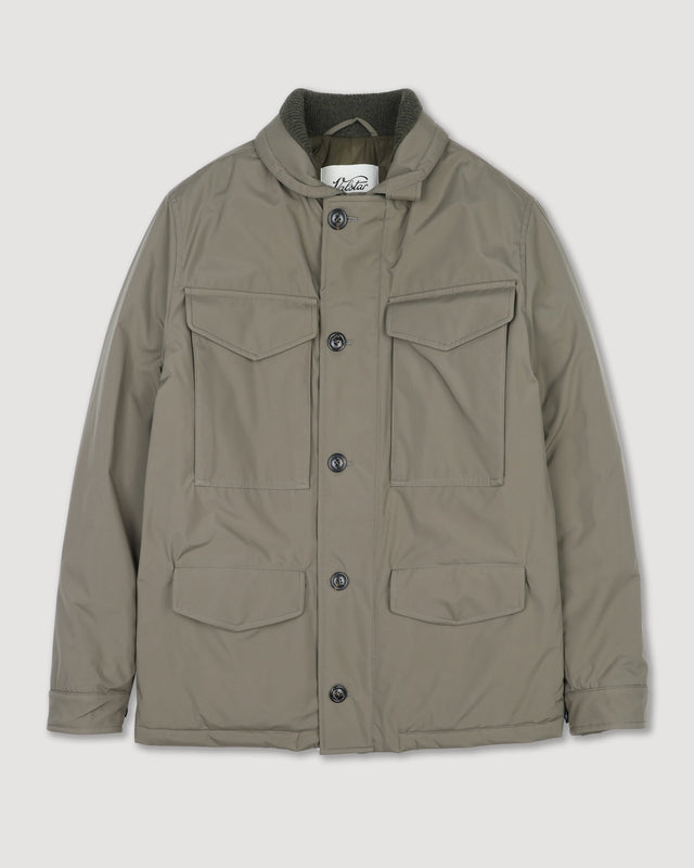 Loyal padded field jacket in waterproof technical microfiber. Green - Cappero