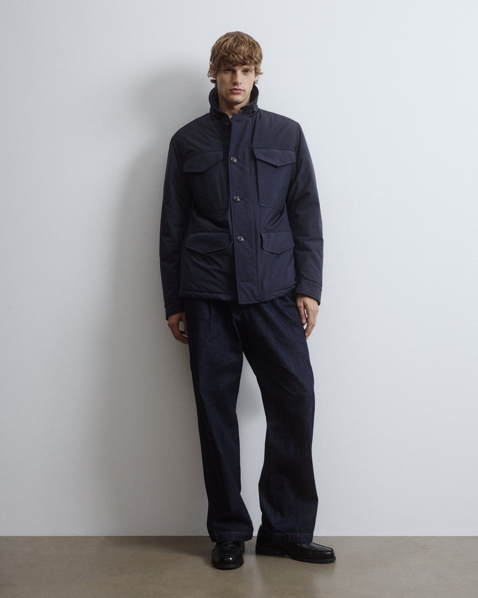 Loyal Padded Field Jacket In Waterproof Technical Microfiber Blue