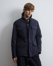 Loyal padded field jacket in waterproof technical microfiber. Blue - Navy