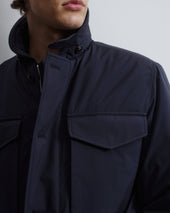 Loyal padded field jacket in waterproof technical microfiber. Blue - Navy