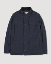 Loyal padded field jacket in waterproof technical microfiber. Blue - Navy