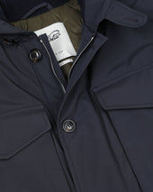 Loyal padded field jacket in waterproof technical microfiber. Blue - Navy