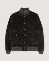 Padded Valstarino jacket in stretch cotton corduroy. Green - Loden