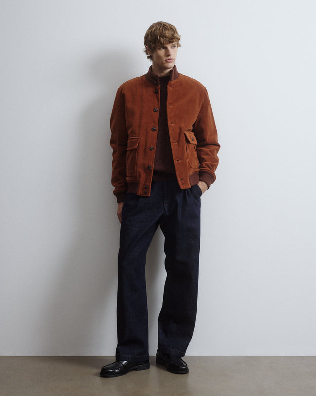 Padded Valstarino jacket in stretch cotton corduroy. Brown - Terra di siena