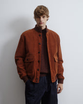 Padded Valstarino jacket in stretch cotton corduroy. Brown - Terra di siena