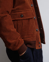 Padded Valstarino jacket in stretch cotton corduroy. Brown - Terra di siena
