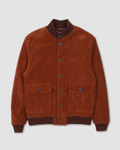 Padded Valstarino jacket in stretch cotton corduroy. Brown - Terra di siena