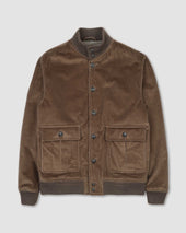 Padded Valstarino jacket in stretch cotton corduroy. Brown - Fungo