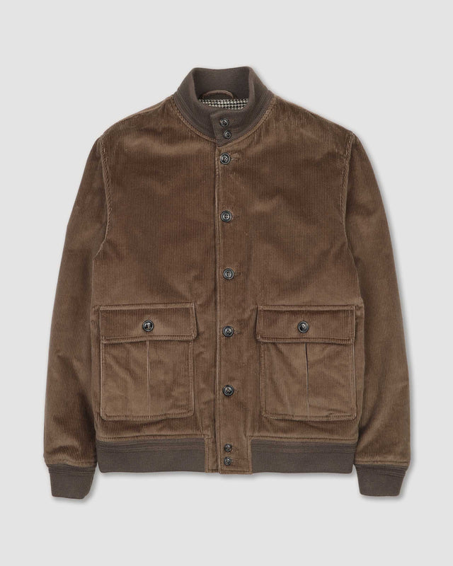 Padded Valstarino jacket in stretch cotton corduroy. Brown - Fungo