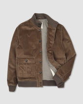 Padded Valstarino jacket in stretch cotton corduroy. Brown - Fungo