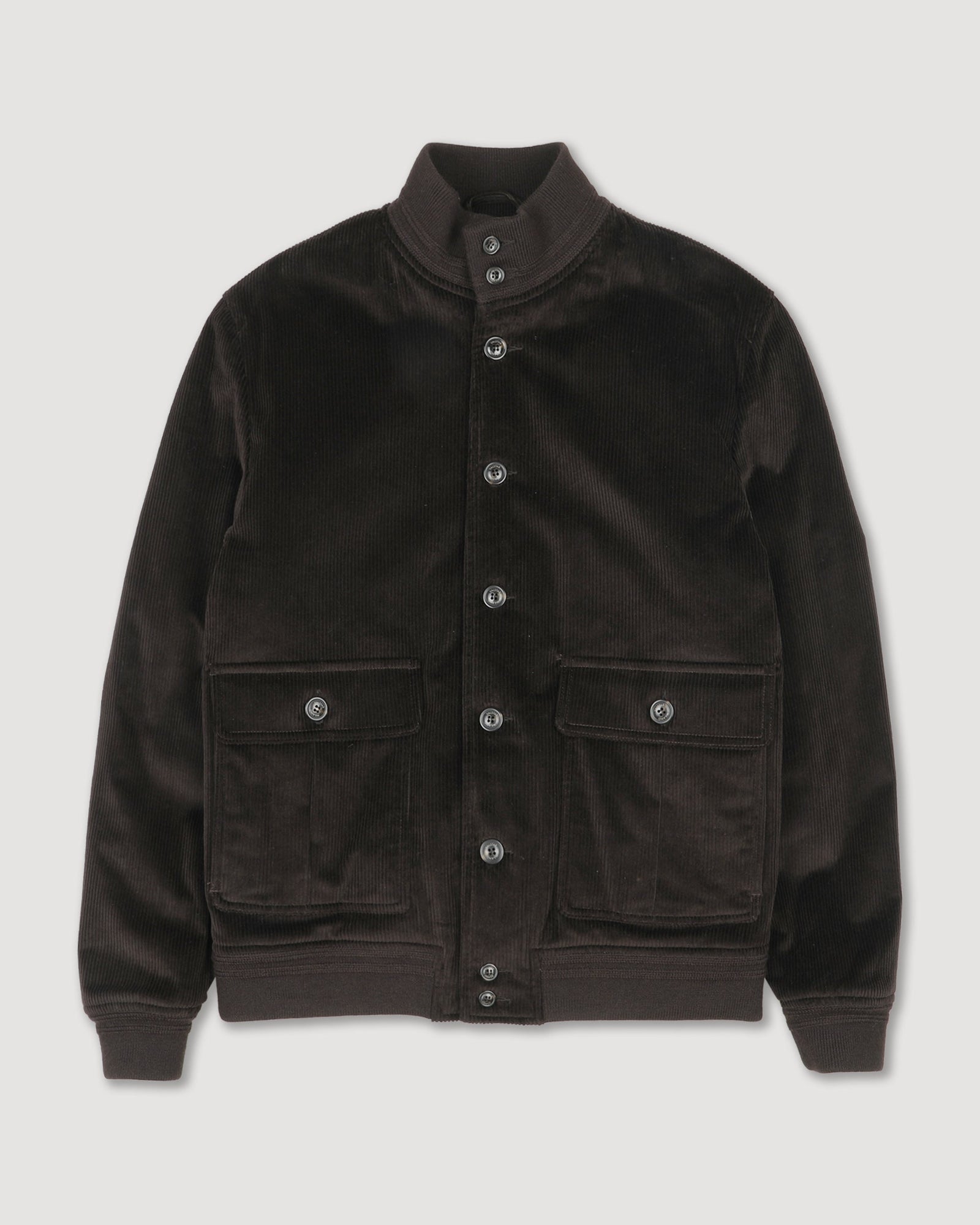 Padded Valstarino Jacket In Stretch Cotton Corduroy Ebano