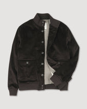 Padded Valstarino Jacket In Stretch Cotton Corduroy Ebano