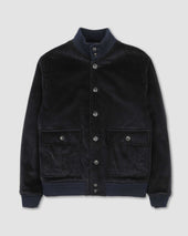 Padded Valstarino jacket in stretch cotton corduroy. Blue - Navy