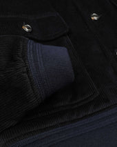 Padded Valstarino jacket in stretch cotton corduroy. Blue - Navy