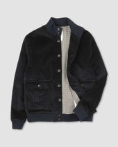 Padded Valstarino jacket in stretch cotton corduroy. Blue - Navy