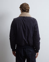 Virgil padded flight jacket in water-repellent cotton–nylon fabric with a wool collar. Blue - Navy