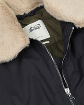 Virgil padded flight jacket in water-repellent cotton–nylon fabric with a wool collar. Blue - Navy