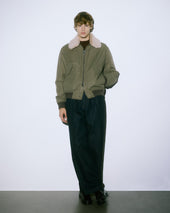 Virgil padded flight jacket in water-repellent cotton–nylon fabric with a wool collar. Beige - Coloniale