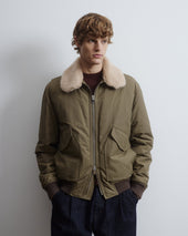 Virgil padded flight jacket in water-repellent cotton–nylon fabric with a wool collar. Beige - Coloniale