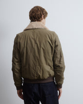 Virgil padded flight jacket in water-repellent cotton–nylon fabric with a wool collar. Beige - Coloniale