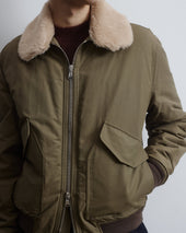 Virgil padded flight jacket in water-repellent cotton–nylon fabric with a wool collar. Beige - Coloniale