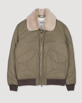 Virgil padded flight jacket in water-repellent cotton–nylon fabric with a wool collar. Beige - Coloniale