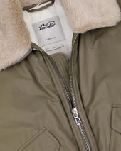 Virgil padded flight jacket in water-repellent cotton–nylon fabric with a wool collar. Beige - Coloniale