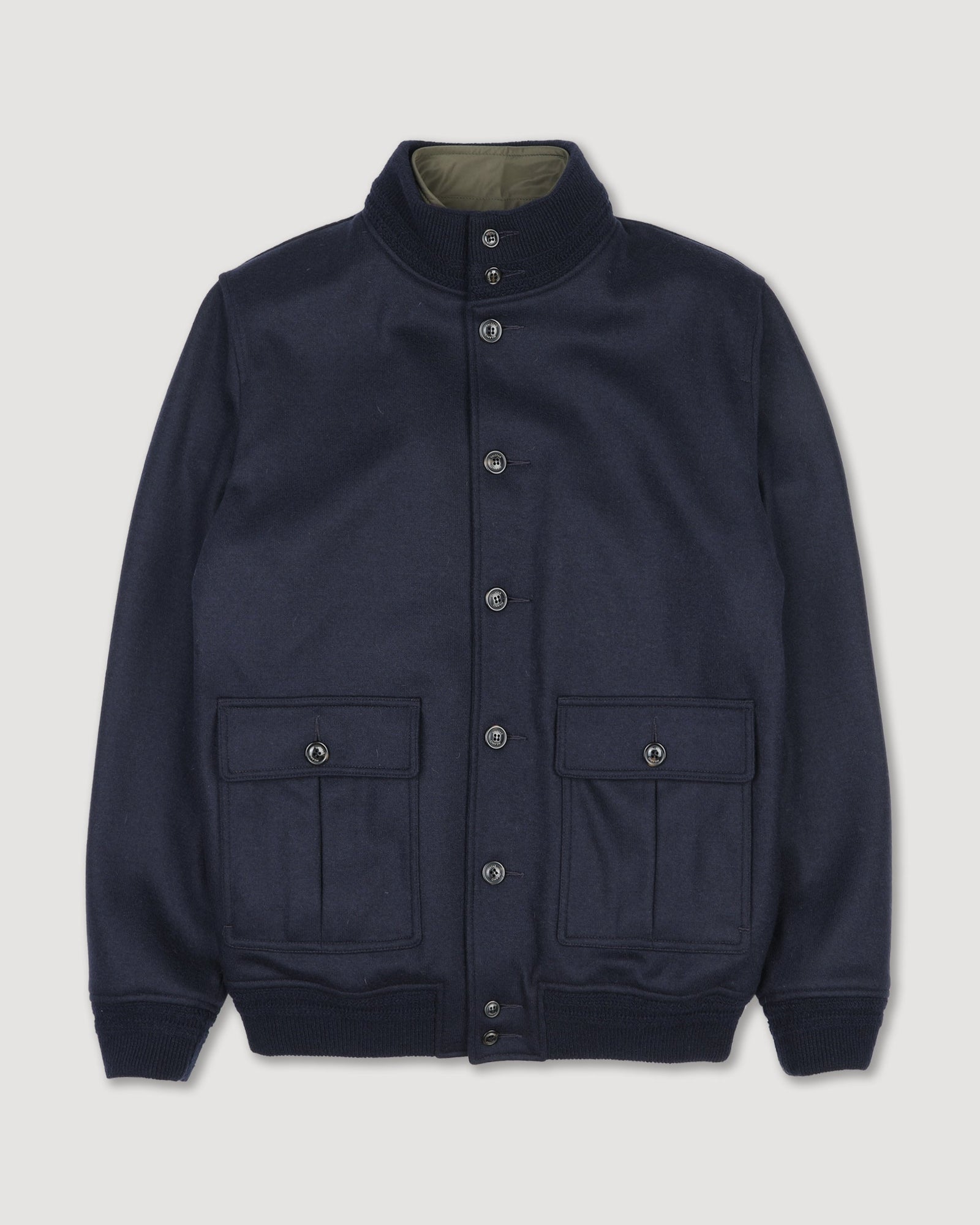 Valstarino Jacket In Wool Blend Jersey Felt Fabric With Detachable Quilted Vest Blue Military Green