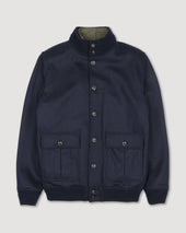 Valstarino jacket in wool blend jersey felt fabric with detachable quilted vest. Blue - Navy/Military green
