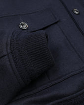 Valstarino jacket in wool blend jersey felt fabric with detachable quilted vest. Blue - Navy/Military green