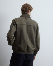 Valstarino jacket in wool blend jersey felt fabric with detachable quilted vest. Green - Military green