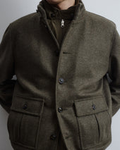 Valstarino jacket in wool blend jersey felt fabric with detachable quilted vest. Green - Military green