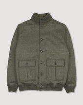 Valstarino jacket in wool blend jersey felt fabric with detachable quilted vest. Green - Military green