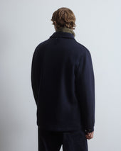 Demetry field jacket in wool blend jersey felt with detachable quilted gilet. Blue - Navy/Military green