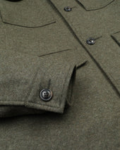 Demetry field jacket in wool blend jersey felt with detachable quilted gilet. Green - Military green