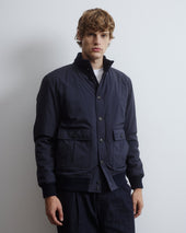 Padded Valstarino jacket in waterprooof microfiber fabric. Blue - Navy