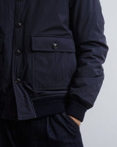 Padded Valstarino jacket in waterprooof microfiber fabric. Blue - Navy
